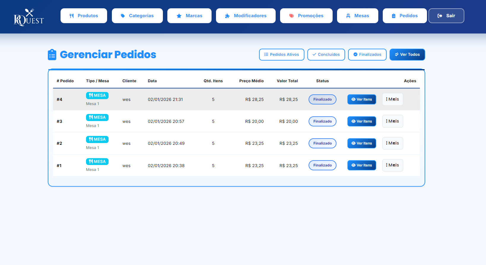 Gerenciamento de Pedidos