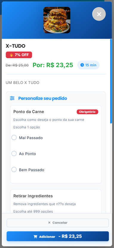 Personalização de Pedidos